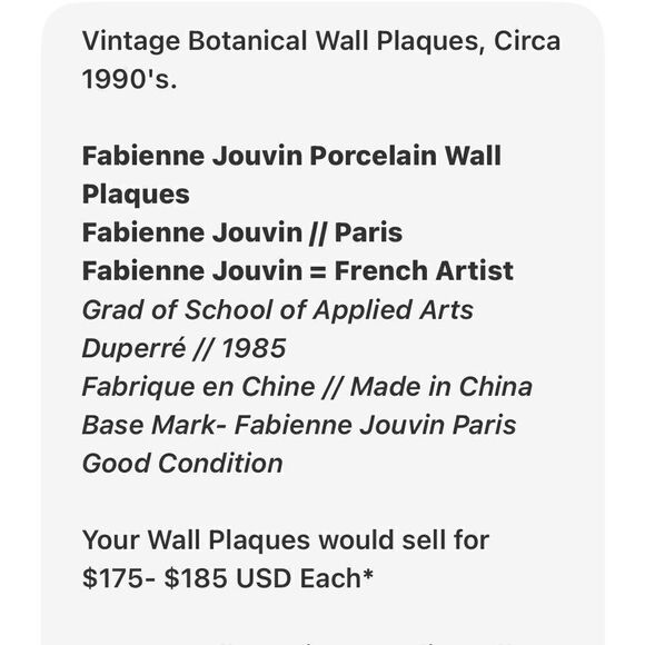 Botanical Wall Plaques Fabienne Jouvin - Picture 5 of 5